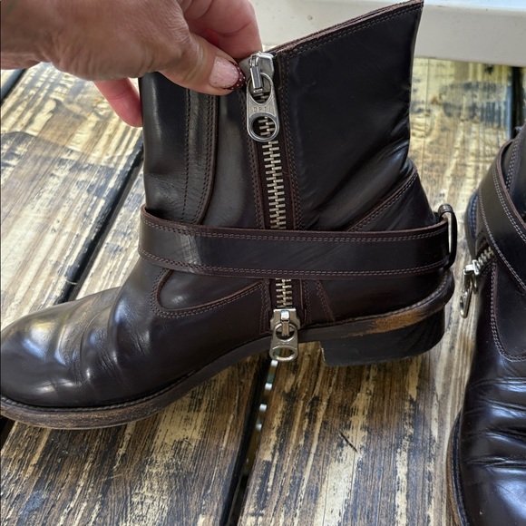 Vintage Chloe Dark Brown Leather Motorcycle Ankle Boots - Picture 7 of 12